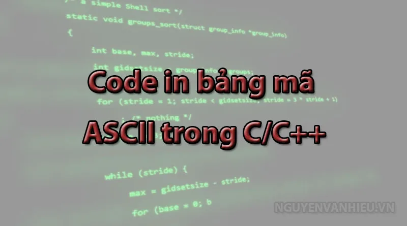 Code in bảng mã ascii